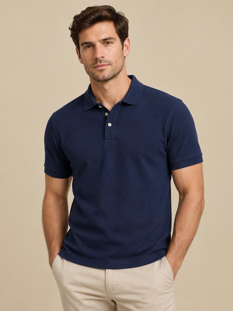 Polo Piquet Marinho